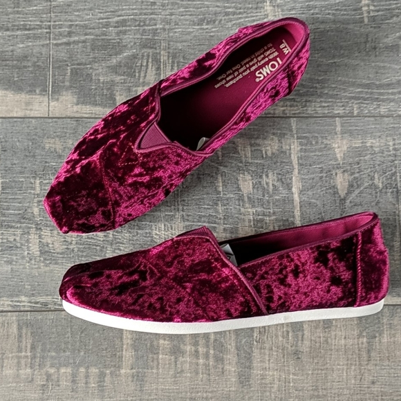 Toms Shoes - Toms Crushed Black Cherry Velvet Slip-On Flats